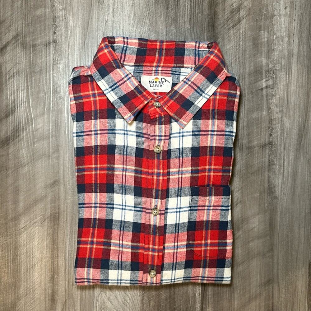 Marine Layer Flannel Long Sleeve Button Down - Large